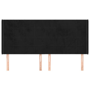 Kopfteil mit Ohren Schwarz 183x16x118/128 cm Samt