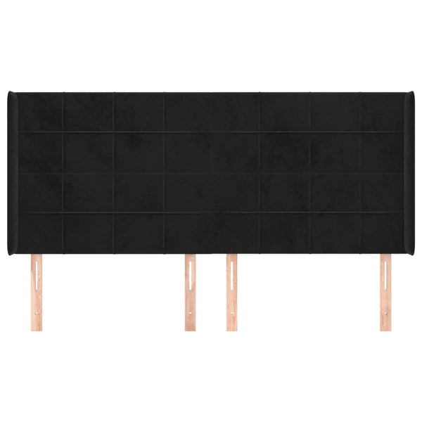 Kopfteil mit Ohren Schwarz 183x16x118/128 cm Samt