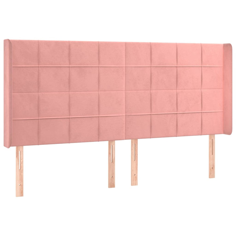 vidaXL Tête de lit à oreilles Rose 183x16x118/128 cm Velours