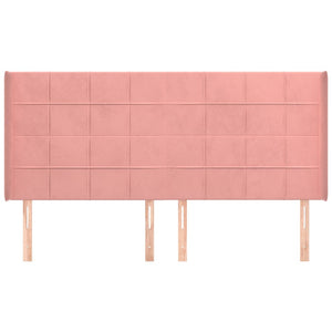 Kopfteil mit Ohren Rosa 183x16x118/128 cm Samt