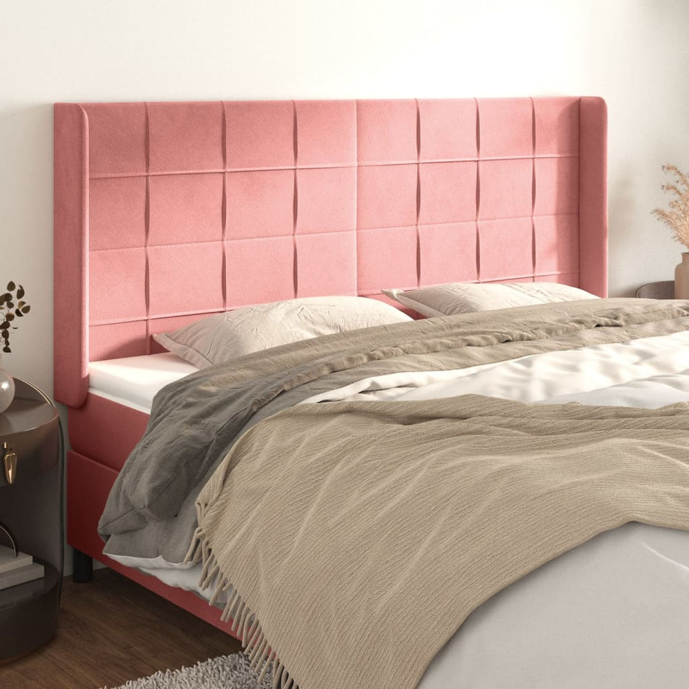 vidaXL Tête de lit à oreilles Rose 183x16x118/128 cm Velours