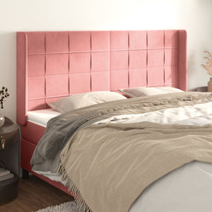 Kopfteil mit Ohren Rosa 183x16x118/128 cm Samt