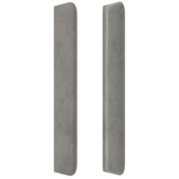 Kopfteil mit Ohren Hellgrau 203x16x118/128 cm Samt
