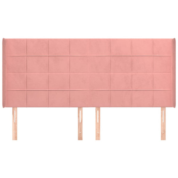 Kopfteil mit Ohren Rosa 203x16x118/128 cm Samt