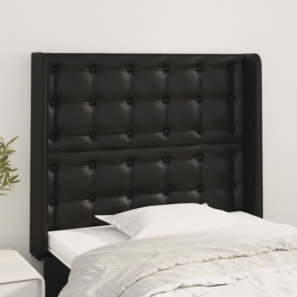 vidaXL Tête de lit à oreilles Noir 93x16x118/128 cm Similicuir