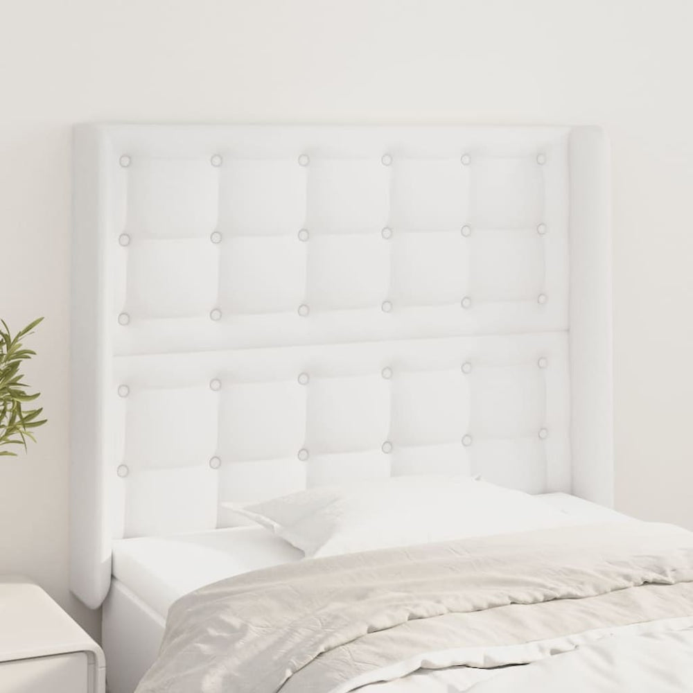 vidaXL Tête de lit à oreilles Blanc 93x16x118/128 cm Similicuir