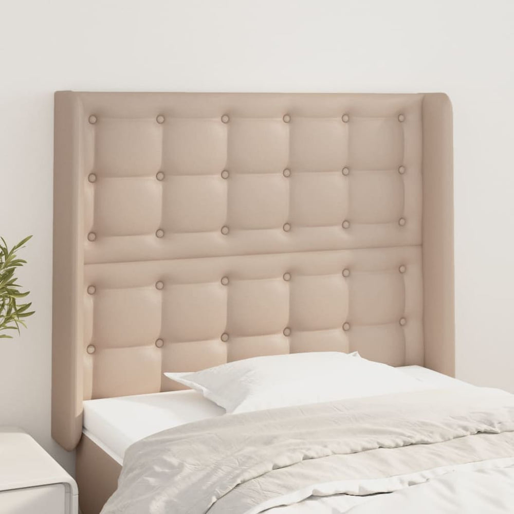 vidaXL Tête de lit à oreilles marron cappuccino 93x16x118/128 cm similicuir