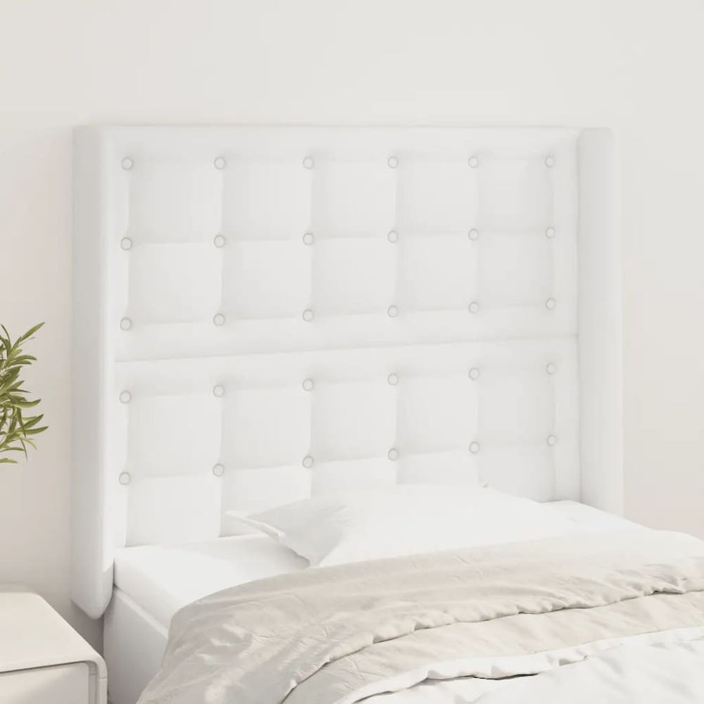 vidaXL Tête de lit à oreilles Blanc 103x16x118/128 cm Similicuir