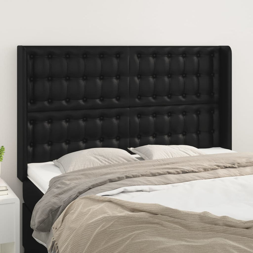 vidaXL Tête de lit à oreilles Noir 147x16x118/128 cm Similicuir