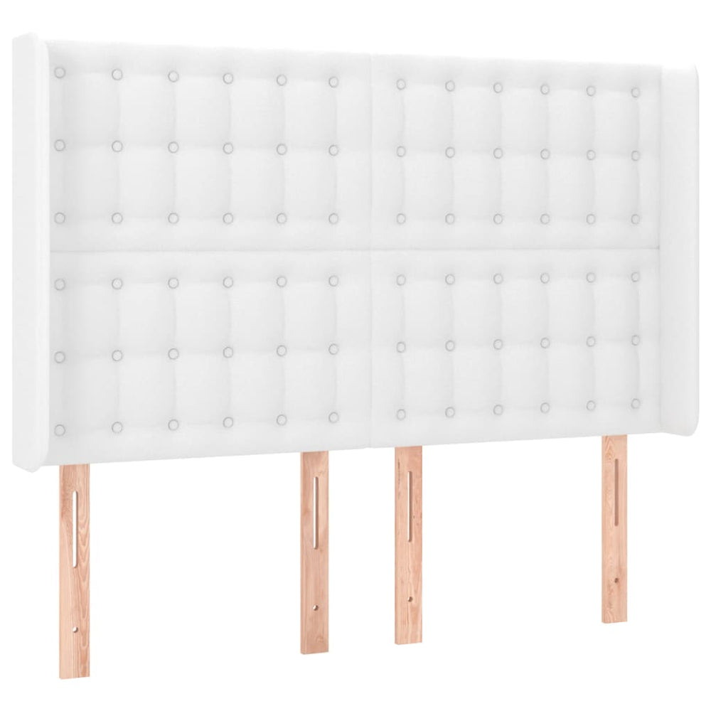 vidaXL Tête de lit avec Oreilles Blanc 147x16x118/128 cm Similicuir