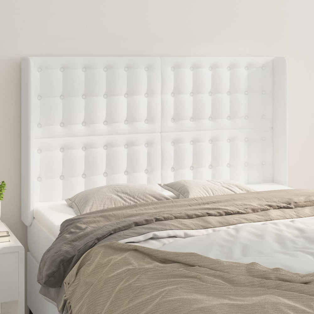 vidaXL Tête de lit avec Oreilles Blanc 147x16x118/128 cm Similicuir