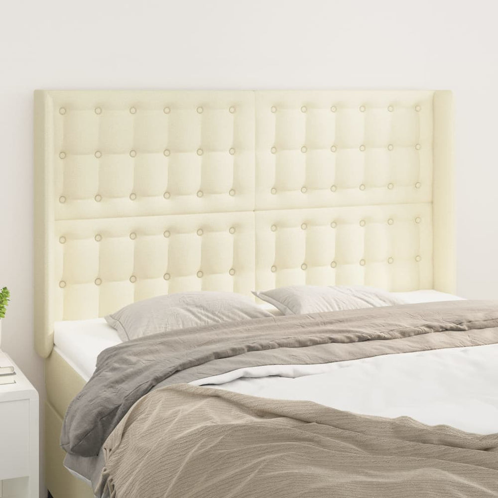 vidaXL Tête de lit à oreilles Crème 147x16x118/128 cm Similicuir