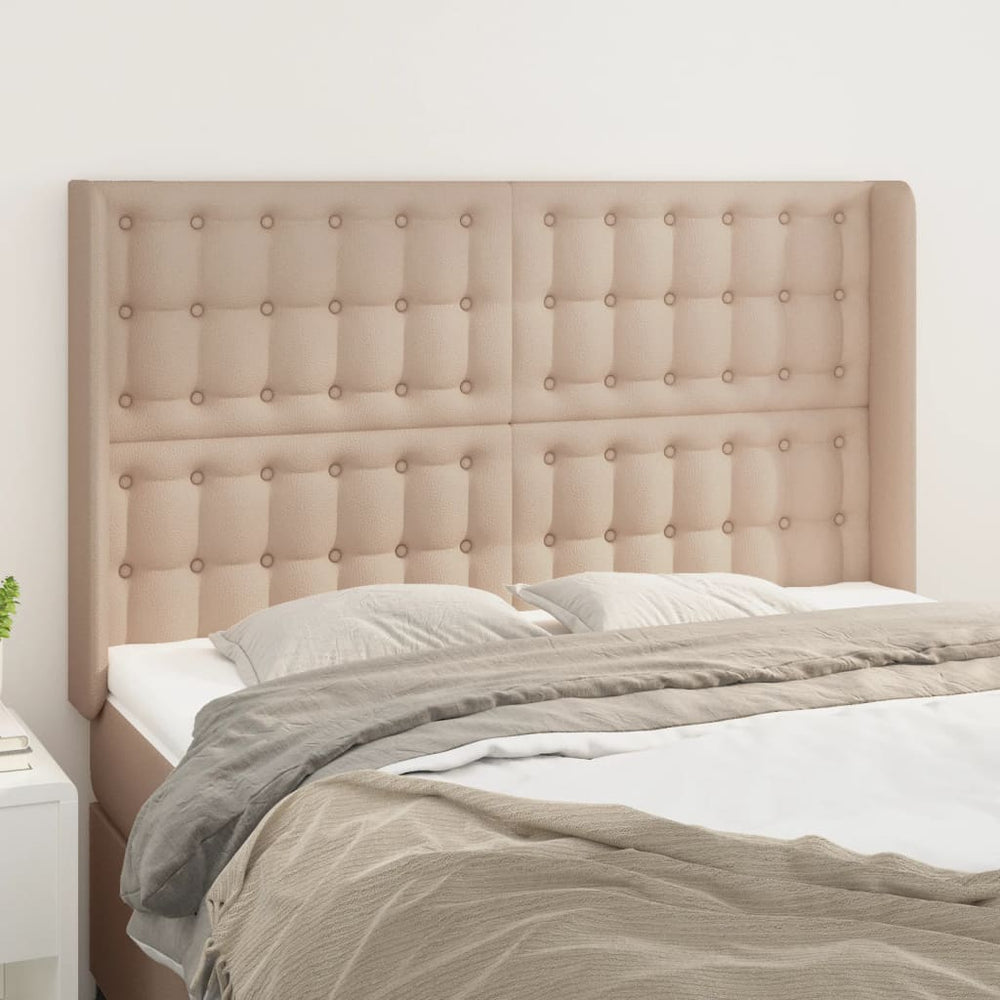 vidaXL Tête de lit à oreilles marron cappuccino 147x16x118/128 cm similicuir