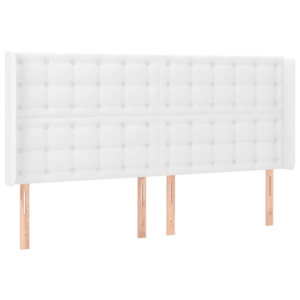 vidaXL Tête de lit à oreilles Blanc 163x16x118/128 cm Similicuir