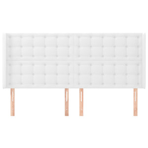Kopfteil mit Ohren Weiß 163x16x118/128 cm Kunstleder