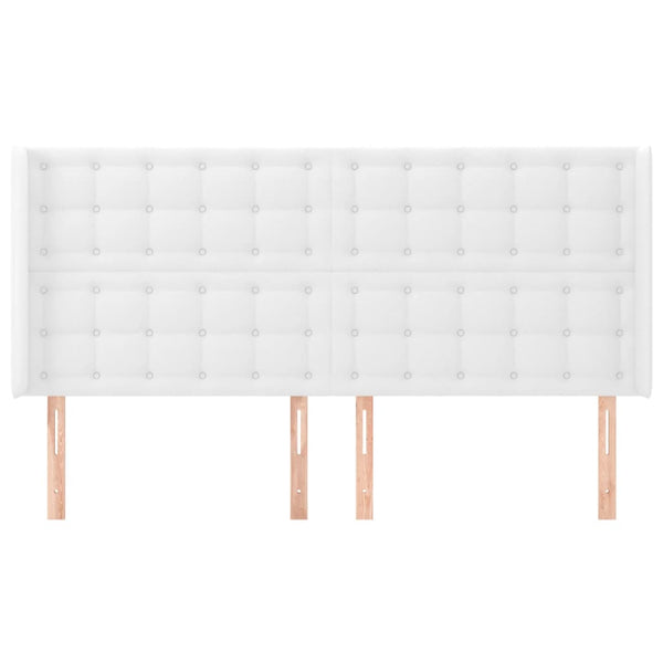 Kopfteil mit Ohren Weiß 163x16x118/128 cm Kunstleder
