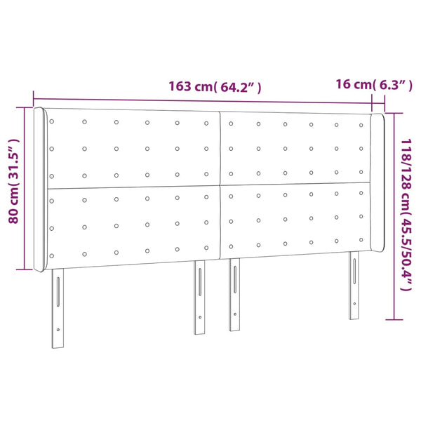 Kopfteil mit Ohren Weiß 163x16x118/128 cm Kunstleder