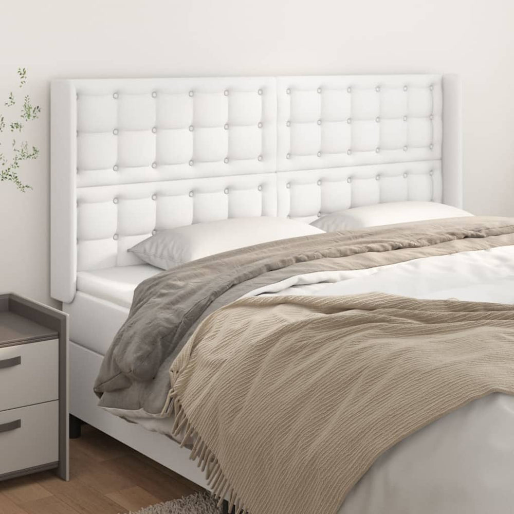 vidaXL Tête de lit à oreilles Blanc 163x16x118/128 cm Similicuir