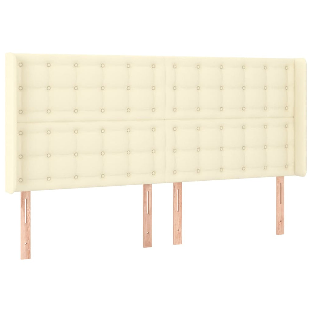 vidaXL Tête de lit à oreilles Crème 163x16x118/128 cm Similicuir