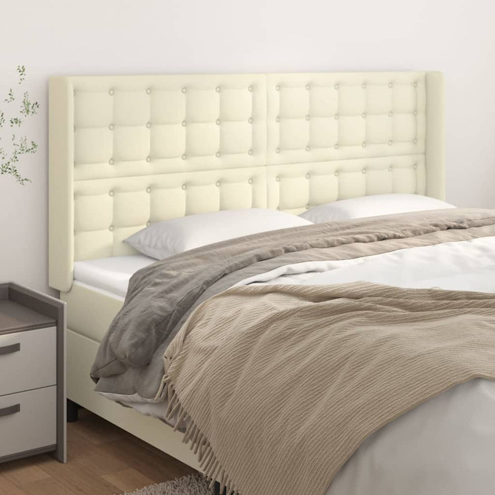 vidaXL Tête de lit à oreilles Crème 163x16x118/128 cm Similicuir