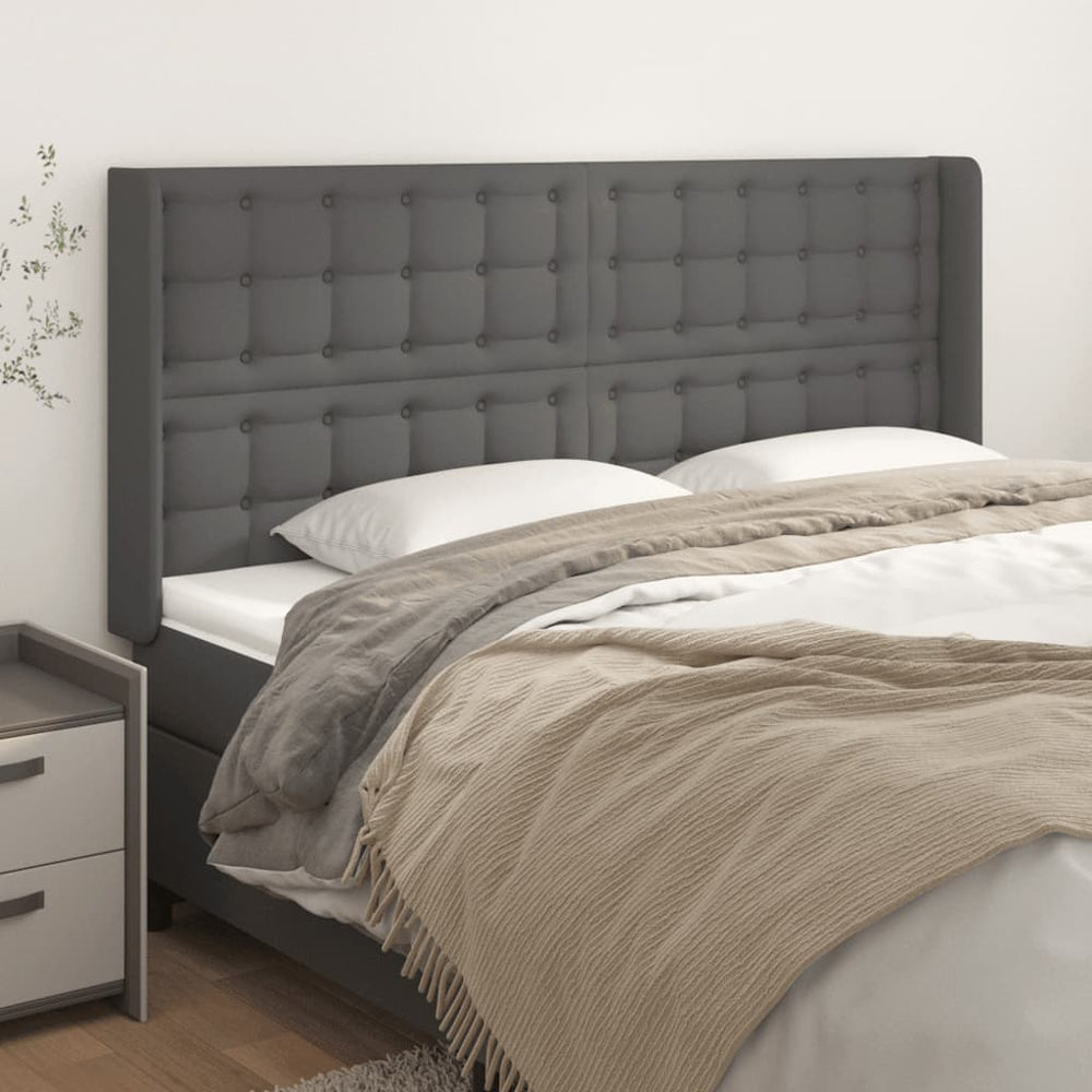 vidaXL Tête de lit à oreilles gris 163x16x118/128 cm similicuir
