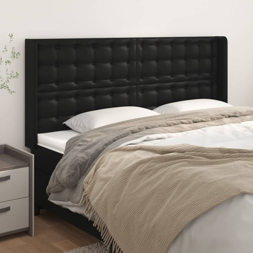 vidaXL Tête de lit à oreilles Noir 183x16x118/128 cm Similicuir