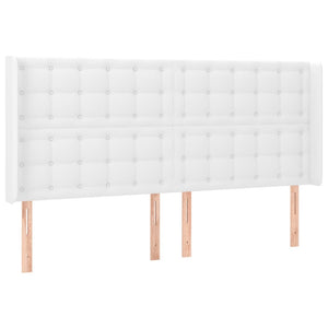 Kopfteil mit Ohren Weiß 183x16x118/128 cm Kunstleder