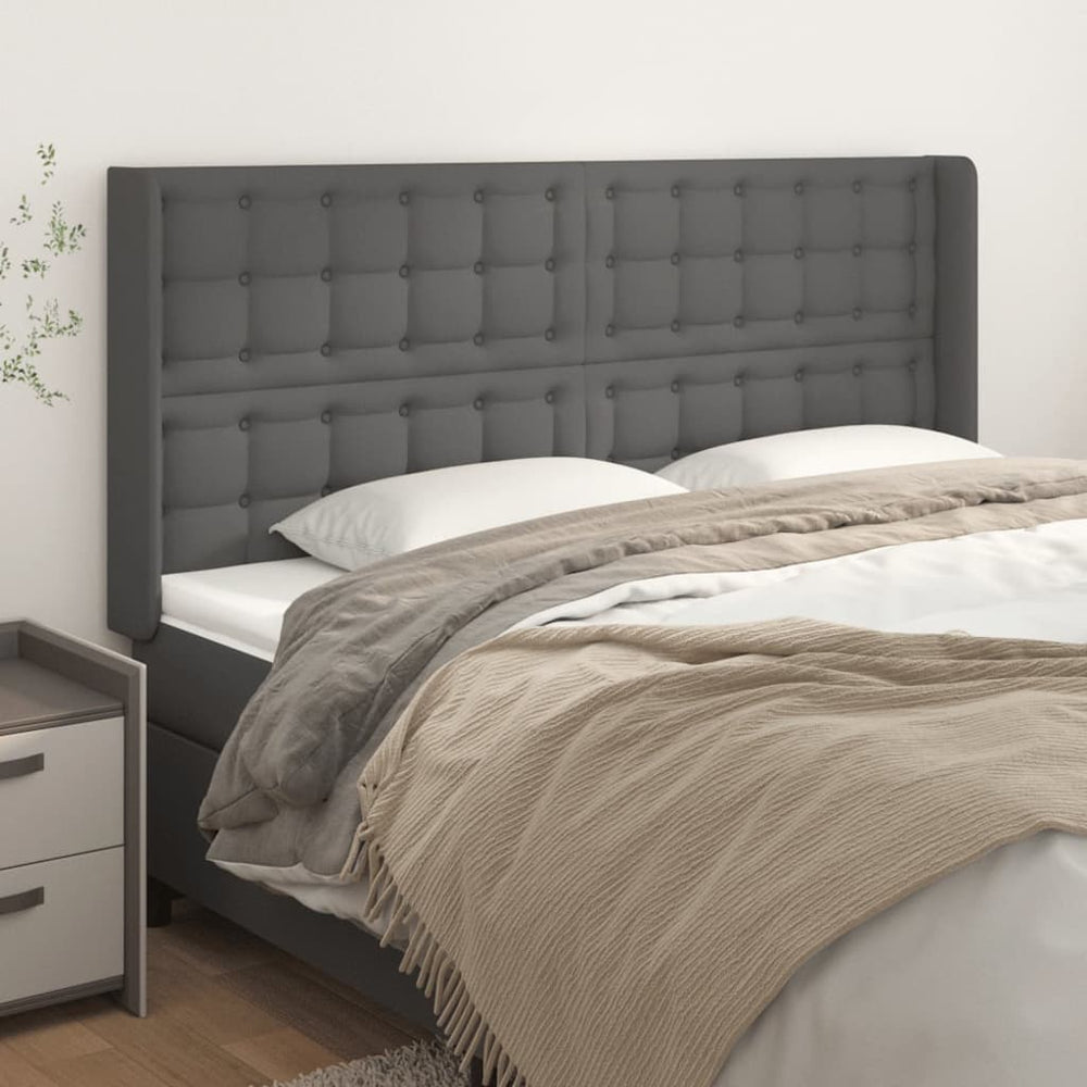 vidaXL Tête de lit à oreilles Gris 183x16x118/128 cm Similicuir
