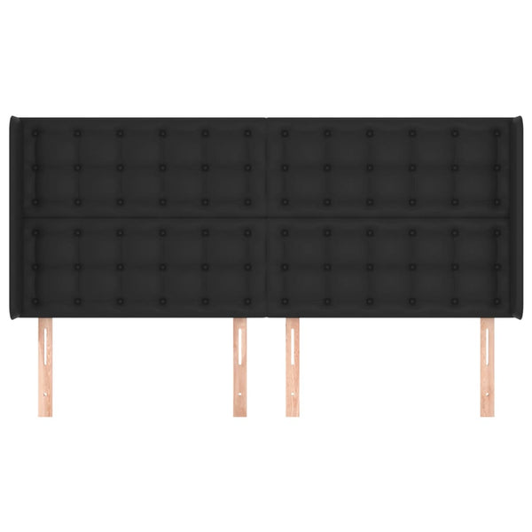 Kopfteil mit Ohren Schwarz 203x16x118/128 cm Kunstleder