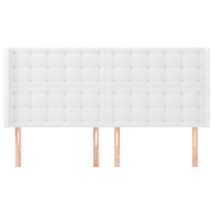 Kopfteil mit Ohren Weiß 203x16x118/128 cm Kunstleder
