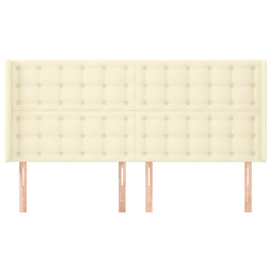 Kopfteil mit Ohren Creme 203x16x118/128 cm Kunstleder