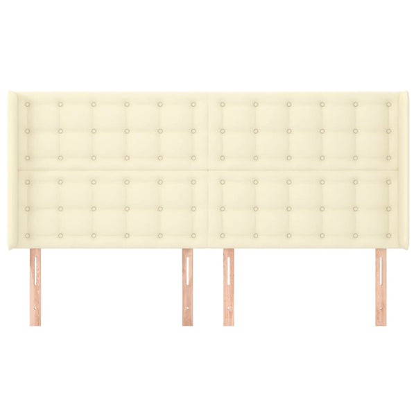 Kopfteil mit Ohren Creme 203x16x118/128 cm Kunstleder