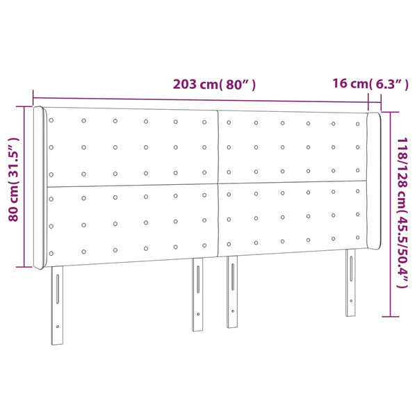 Kopfteil mit Ohren Creme 203x16x118/128 cm Kunstleder