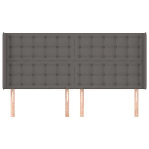 Kopfteil mit Ohren Grau 203x16x118/128 cm Kunstleder