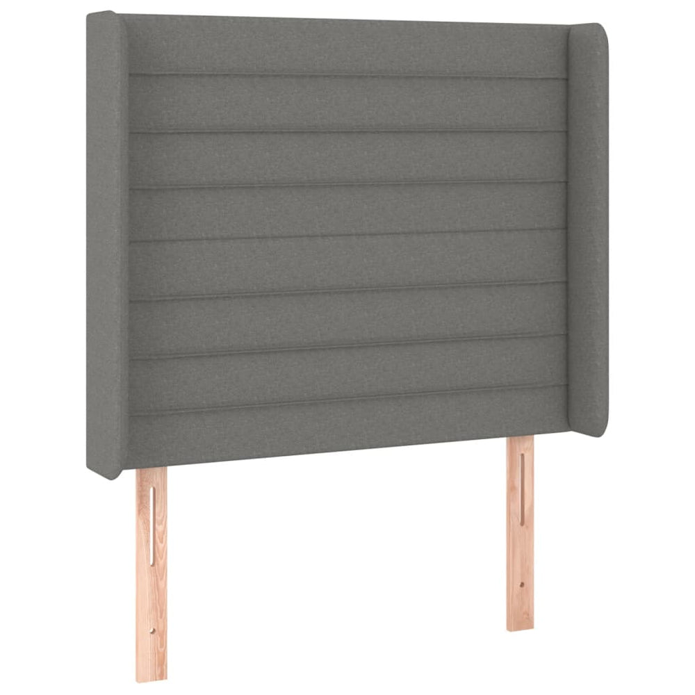 vidaXL Tête de lit à oreilles Gris foncé 83x16x118/128 cm Tissu