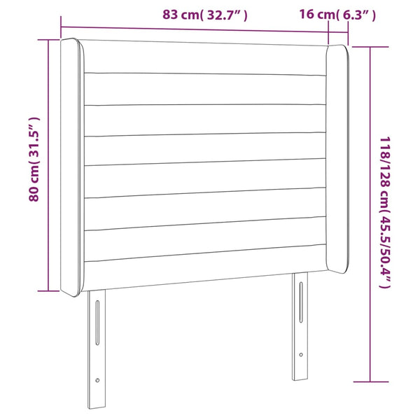 Kopfteil mit Ohren Dunkelgrau 83x16x118/128 cm Stoff