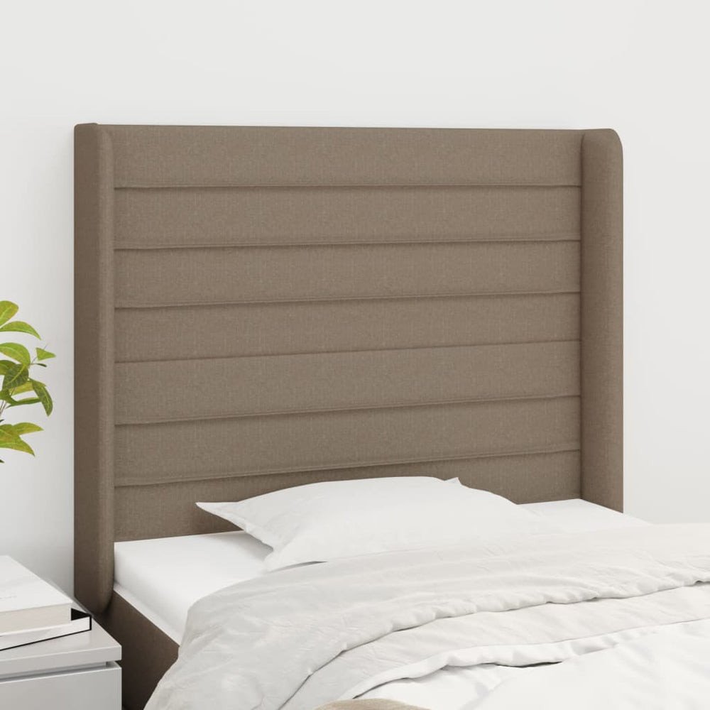 vidaXL Tête de lit à oreilles Taupe 83x16x118/128 cm Tissu