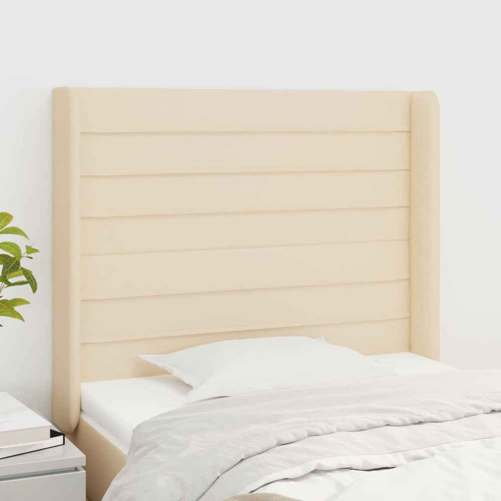 vidaXL Tête de lit à oreilles Crème 83x16x118/128 cm Tissu