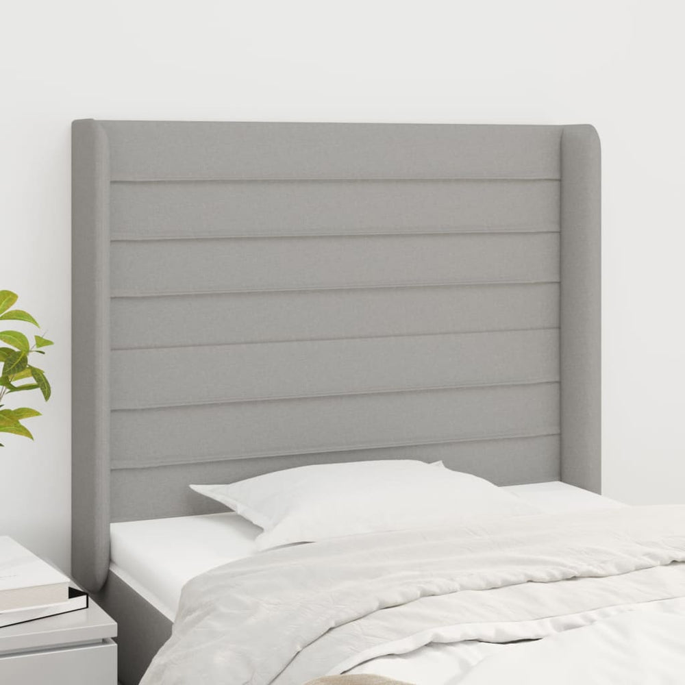 vidaXL Tête de lit à oreilles Gris clair 93x16x118/128 cm Tissu