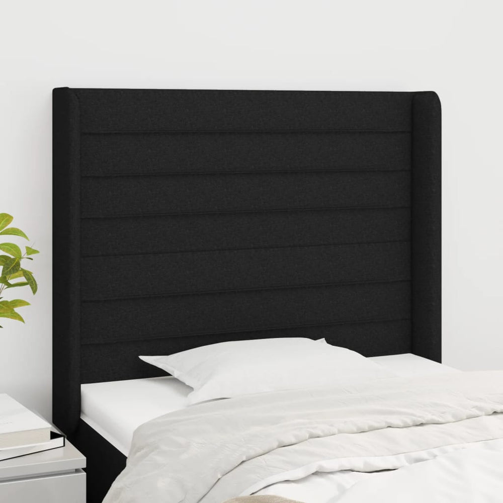 vidaXL Tête de lit à oreilles Noir 93x16x118/128 cm Tissu