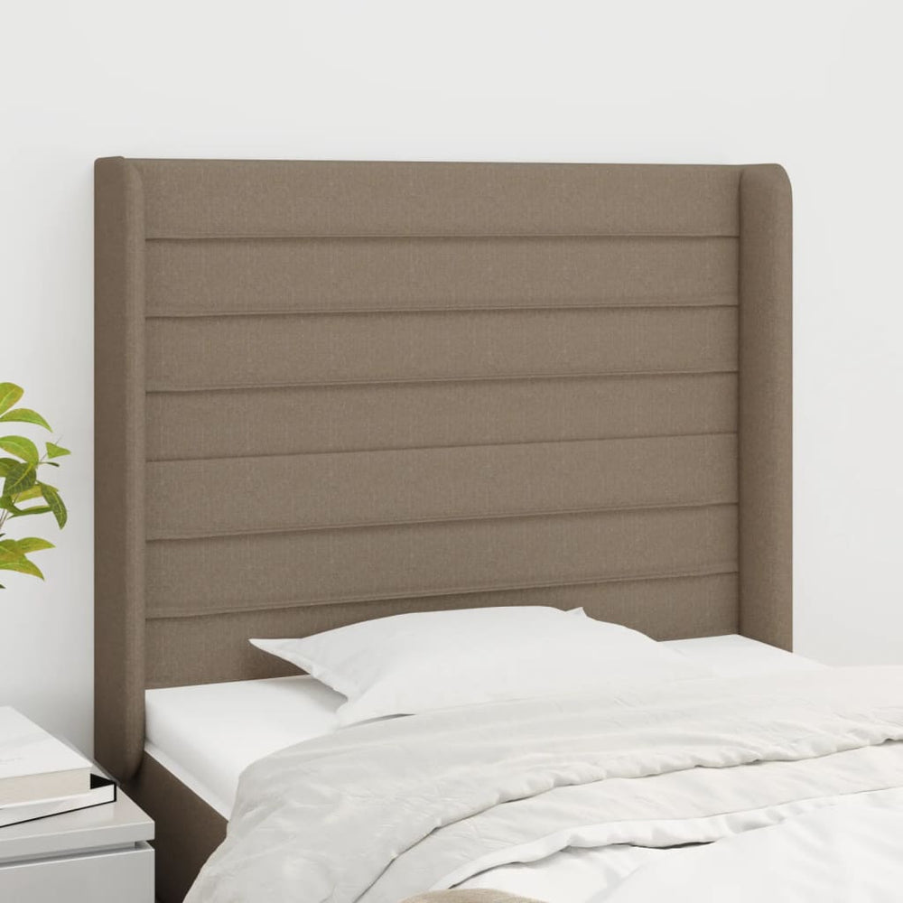 vidaXL Tête de lit à oreilles Taupe 103x16x118/128 cm Tissu