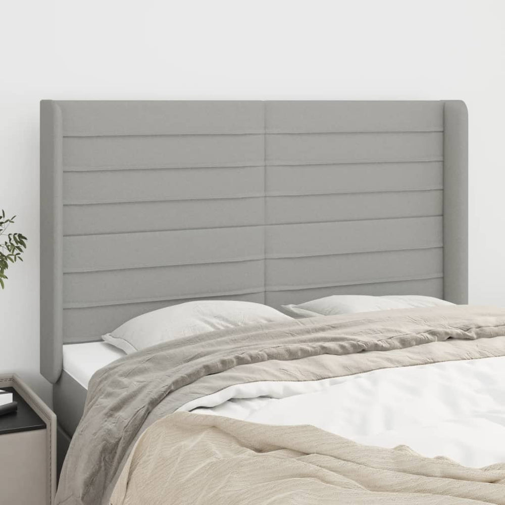 vidaXL Tête de lit avec oreilles gris clair 147x16x118/128 cm Tissu