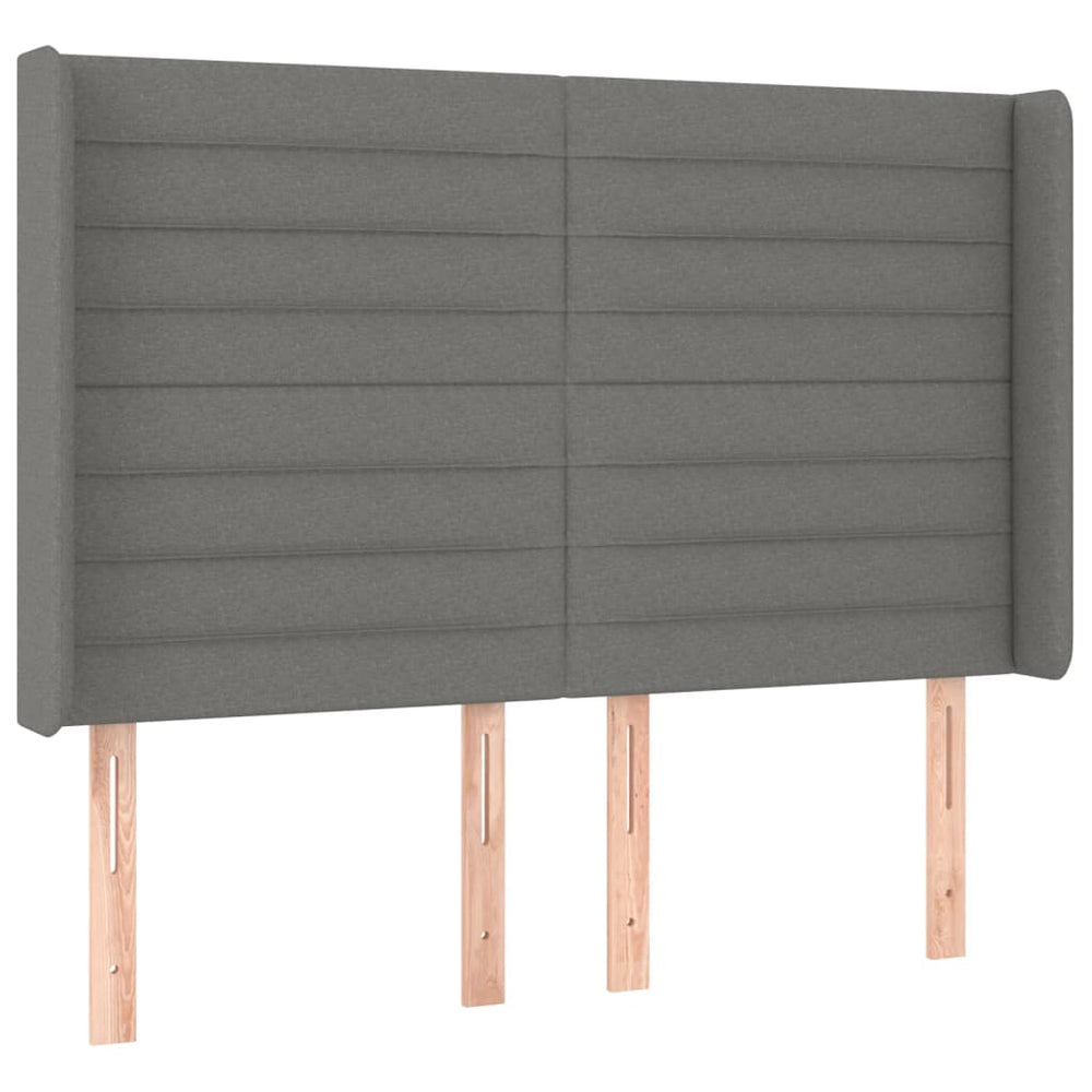 vidaXL Tête de lit à oreilles Gris foncé 147x16x118/128 cm Tissu