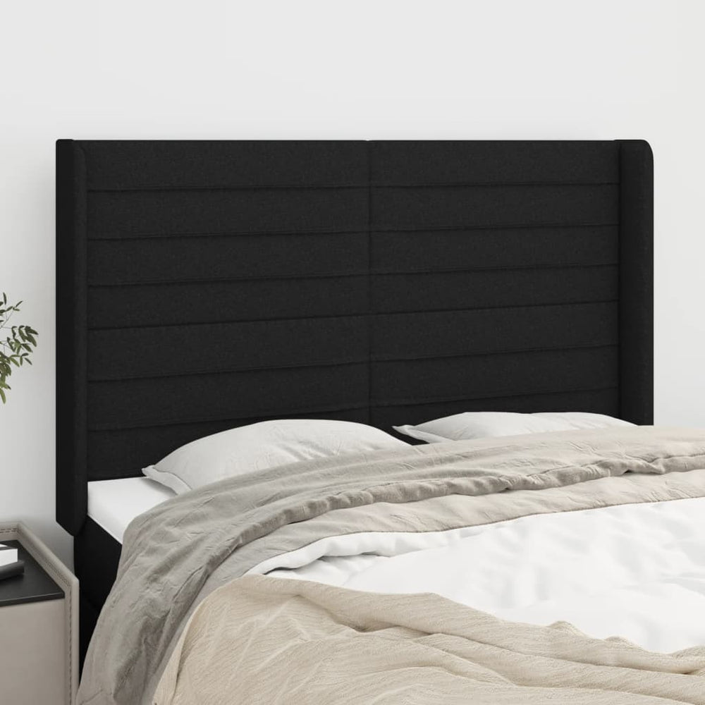 vidaXL Tête de lit à oreilles noire 147x16x118/128 cm Tissu