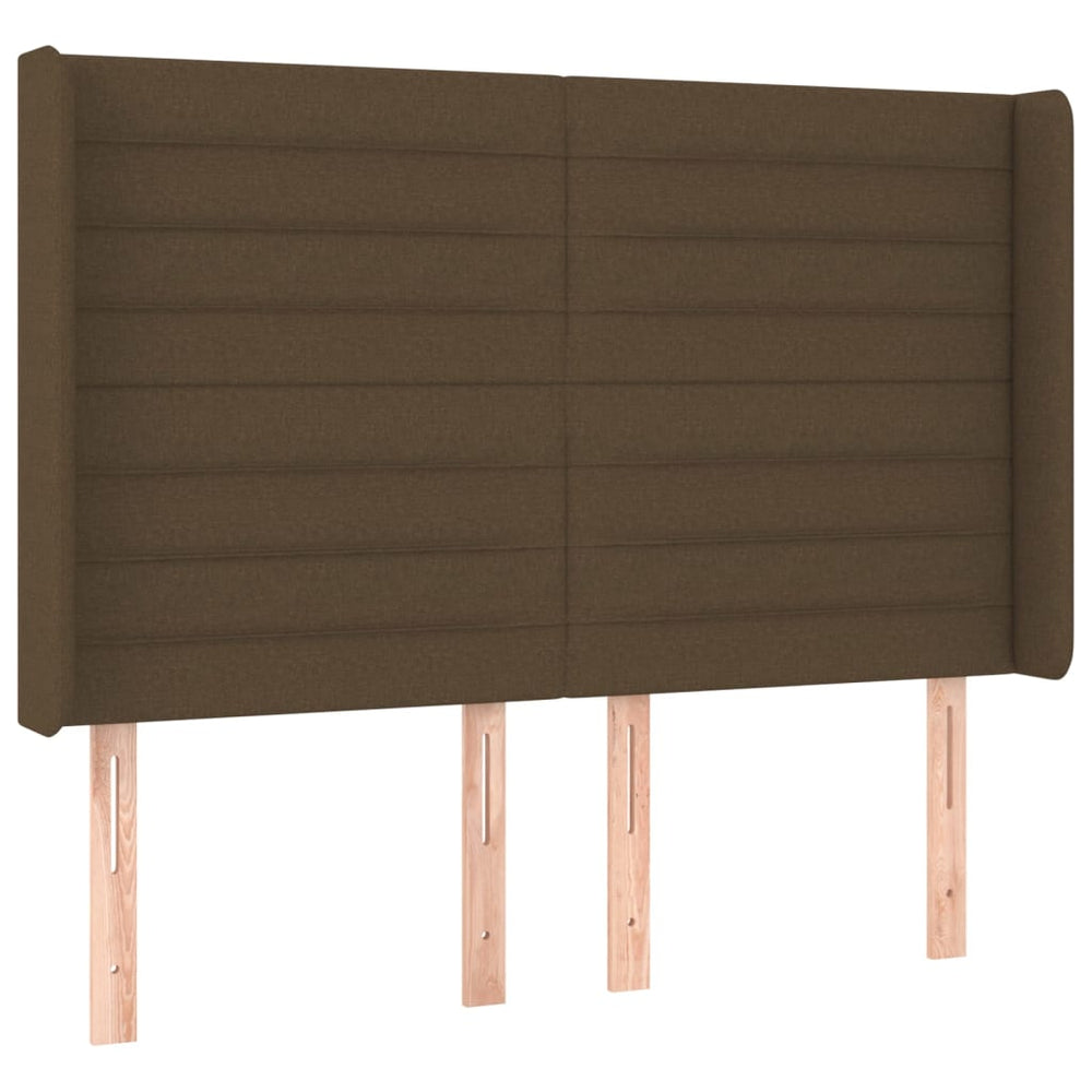 vidaXL Tête de lit à oreilles Marron foncé 147x16x118/128 cm Tissu