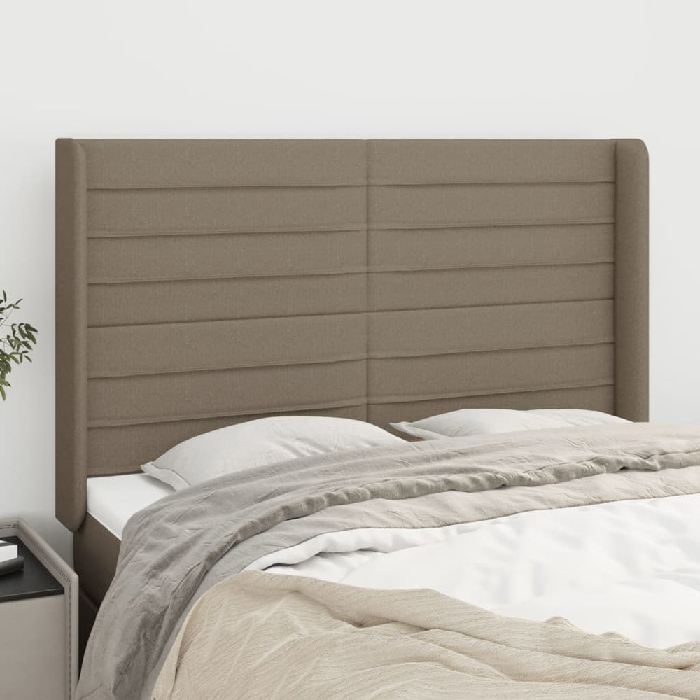 vidaXL Tête de lit à oreilles taupe 147x16x118/128 cm tissu