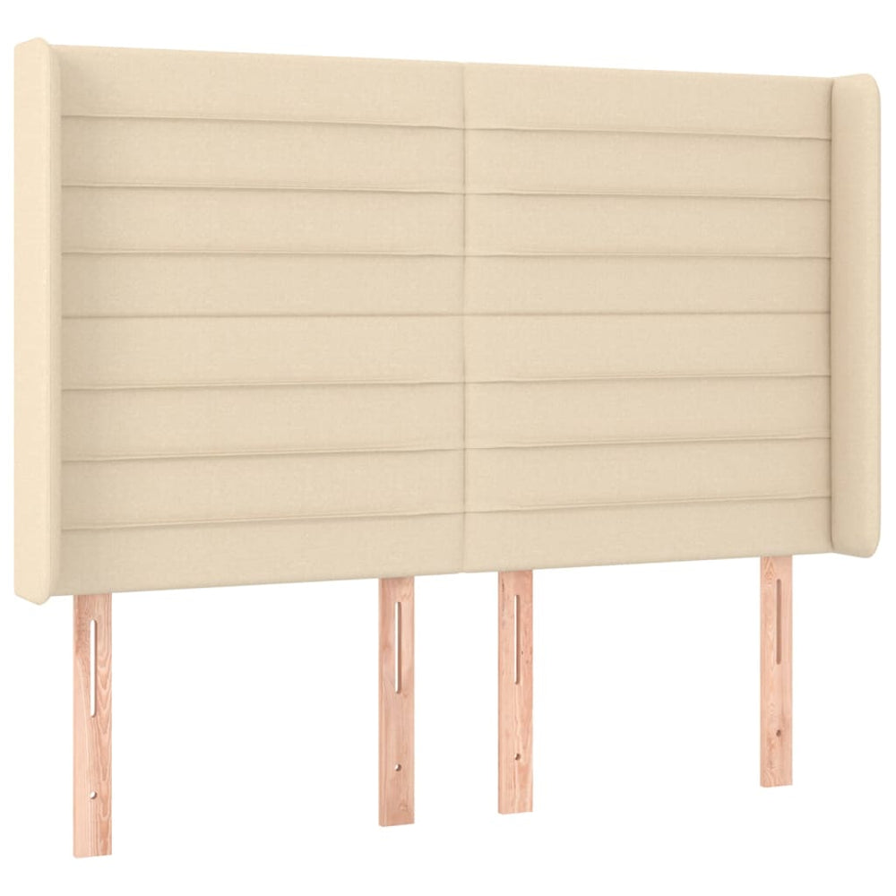 vidaXL Tête de lit à oreilles Crème 147x16x118/128 cm Tissu