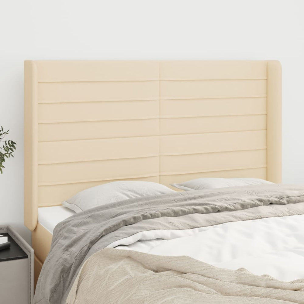 vidaXL Tête de lit à oreilles Crème 147x16x118/128 cm Tissu