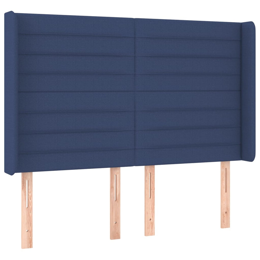 vidaXL Tête de lit à oreilles bleue 147x16x118/128 cm Tissu