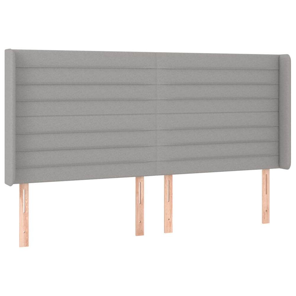 vidaXL Tête de lit à oreilles Gris clair 163x16x118/128 cm Tissu